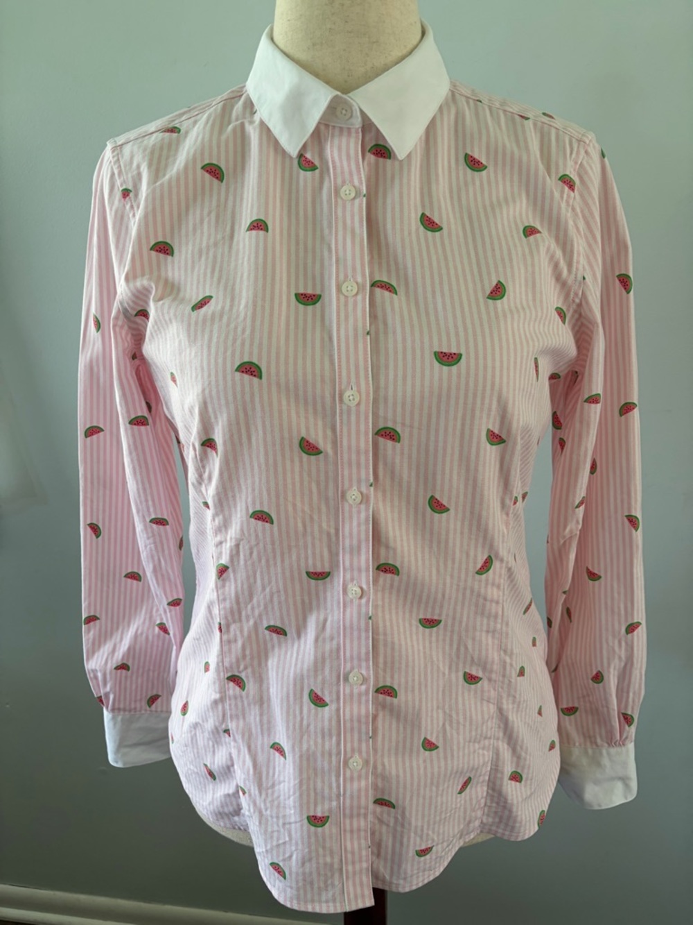 Brooks Brothers Watermelon Stripped Novelty Print Tailored Button Down Shirt